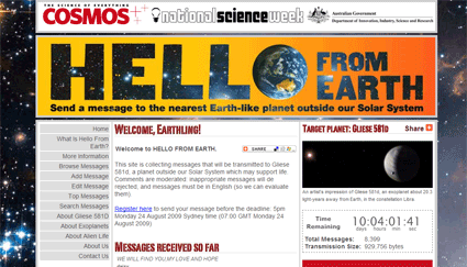 Screenshot of Hellofromearth.net